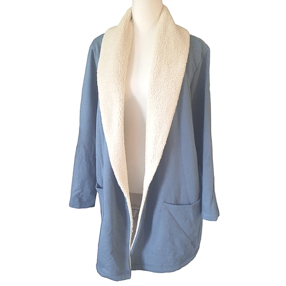 Eddie Bauer soft warm open 2 pocket cardigan light blue size 2XL - Picture 3 of 9